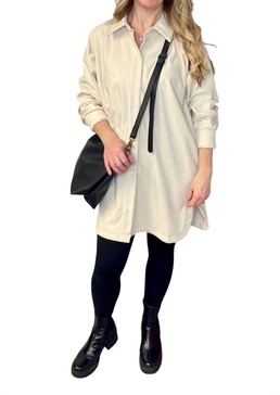 nala corduroy shirt dress in cream