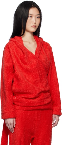 Red BathrobeV-hood Terrycloth Hoodie