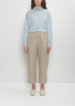 Micro Tartan Tapered Pull On Pant — Ecru