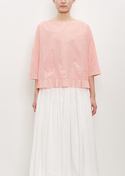 Cotton Silk Pleated Hem Popover — Poppy