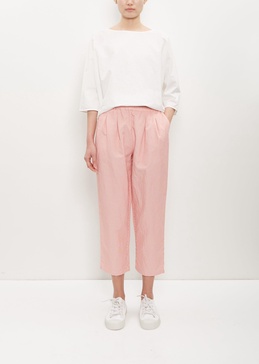 Linen Poly Cropped Pleated Pant — Poppy