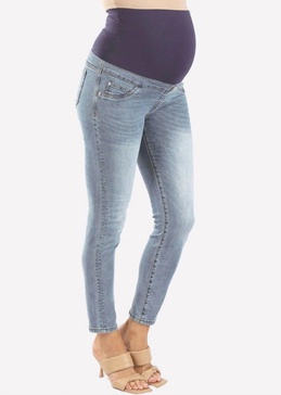 maternity skinny jeans in washed blue