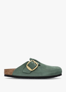 Boston Big Buckle Thyme Nubuck Leather Clogs