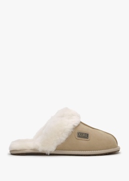 Sand Double-Face Sheepskin Closed Mule Slippers