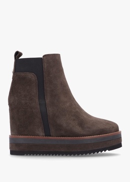Azure Brown Suede Wedge Chelsea Boots