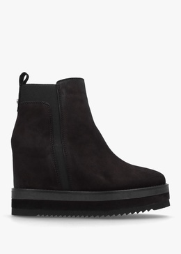 Azure Black Suede Wedge Chelsea Boots