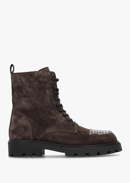 Abode Brown Suede Embellished Ankle Boots