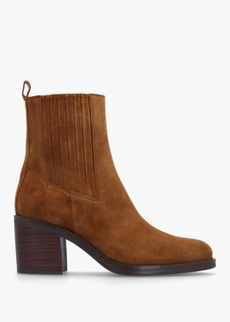Adios Tan Suede Western Chelsea Mid-Heel Boots