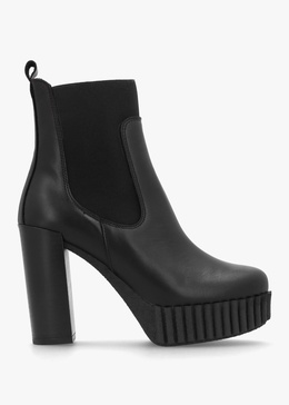 Ablush Black Leather Platform High Heel Ankle Boots