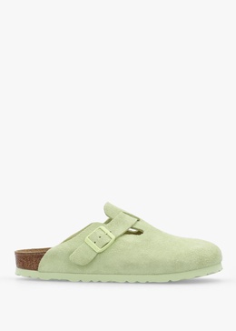 Boston Faded Lime Suede Leather Clogs