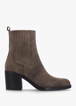 Adios Brown Suede Western Chelsea Mid-Heel Boots