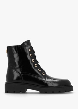 Acorn Black Patent Leather Lace Up Ankle Boots