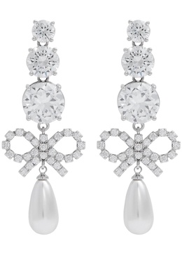 Crystal-embellished bow drop earrings