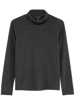 Roll-neck fine-knit wool jumper