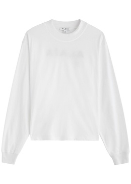 Logo-embroidered cotton top