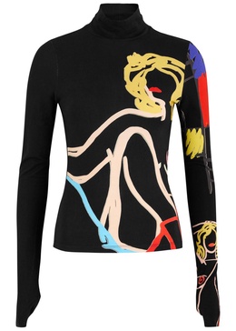 Delaina printed jersey top