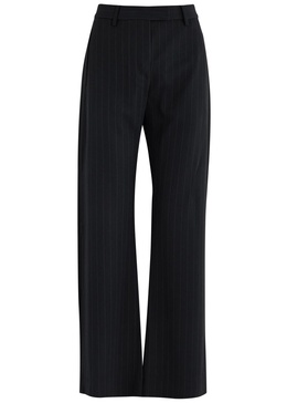 Pinstriped straight-leg twill trousers