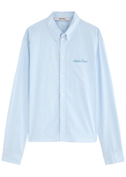 Striped logo-embroidered cotton shirt