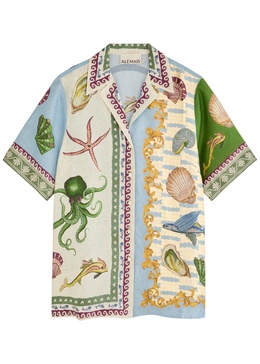 Bath House printed silk-satin shirt