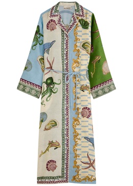 Bath House printed silk maxi shirt dress