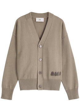 Logo-embroidered cotton-blend cardigan
