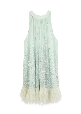 Erna embellished feather-trimmed tulle mini dress
