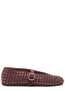 Crystal-embellished suede ballet flats