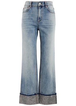 Weezy crystal-embellished wide-leg jeans
