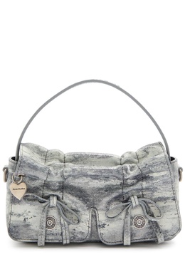 Mini Multipocket metallic-suede top handle bag 