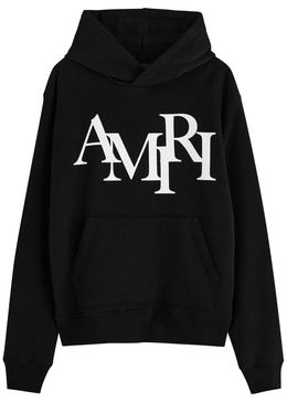 Staggered hooded cotton sweatshirt
