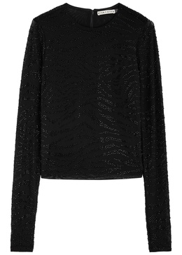 Delaina embellished tulle top