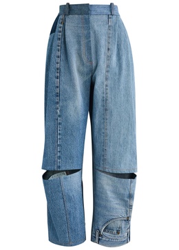 Cut-out straight-leg jeans