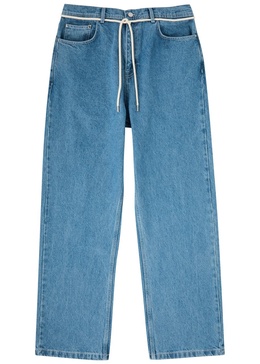Belted straight-leg jeans