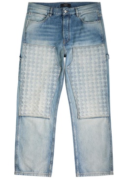 Debossed Carpenter panelled straight-leg jeans 