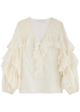 Acacia ruffled cotton blouse