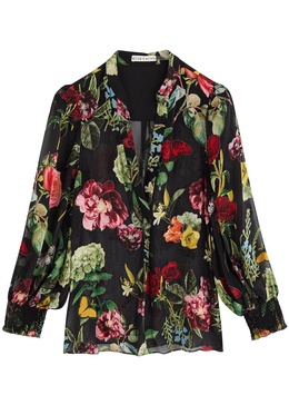 Sheila floral-devoré chiffon shirt