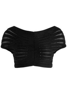 Off-the-shoulder cropped knitted top 
