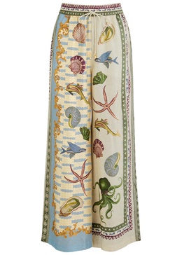 Bath House printed silk-satin trousers