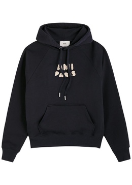 Logo-embroidered hooded cotton sweatshirt