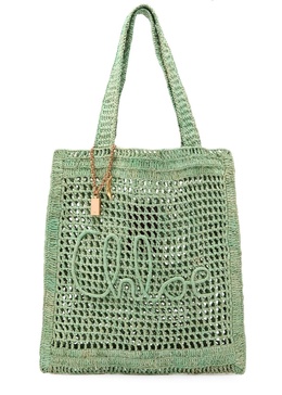 Summer Banana logo raffia tote