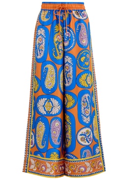 Luis printed silk-twill trousers