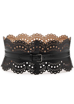 Bustier laser-cut leather belt