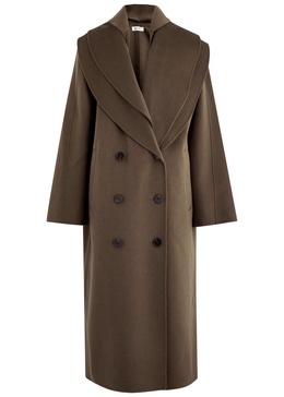 Layered scarf-effect wool coat 