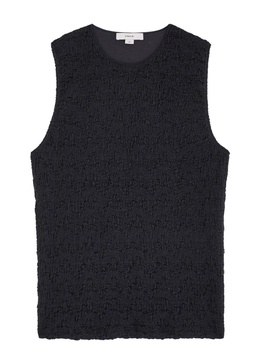 Seersucker cotton-blend top