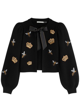 Kitty appliquéd stretch-wool cardigan