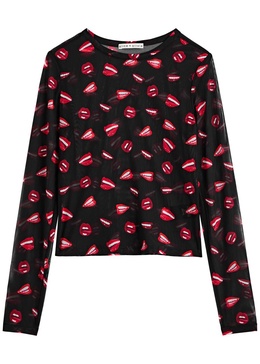 X Tom Wesselmann Delaina printed sheer mesh top