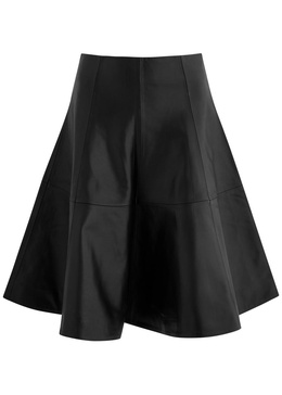 Panelled leather skirt