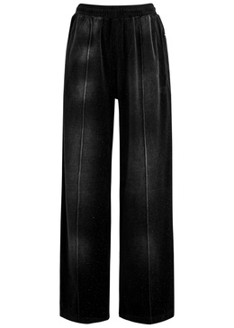 Faded crystal-embellished velour sweatpants