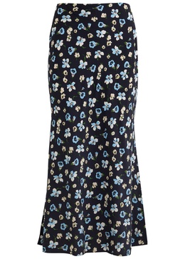 Clover printed silk-blend midi skirt