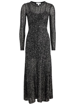 Sequin-embellished knitted maxi dress